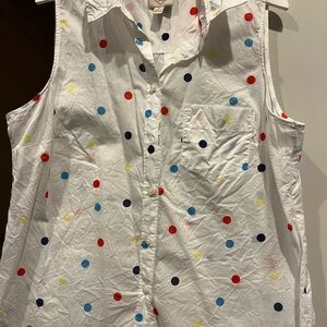 St. John's Bay White Blouse with Colorful Dots